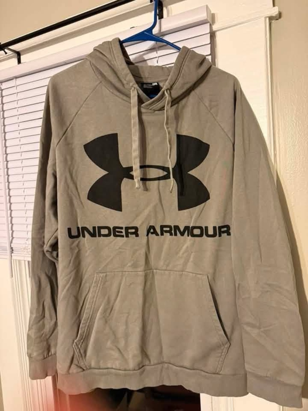 Under Armour Men’s Taupe Pullover Hoodie with Black Logo